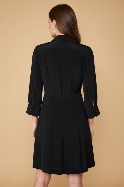 Barbara Bui — Silk Belted Shirtdress in Black