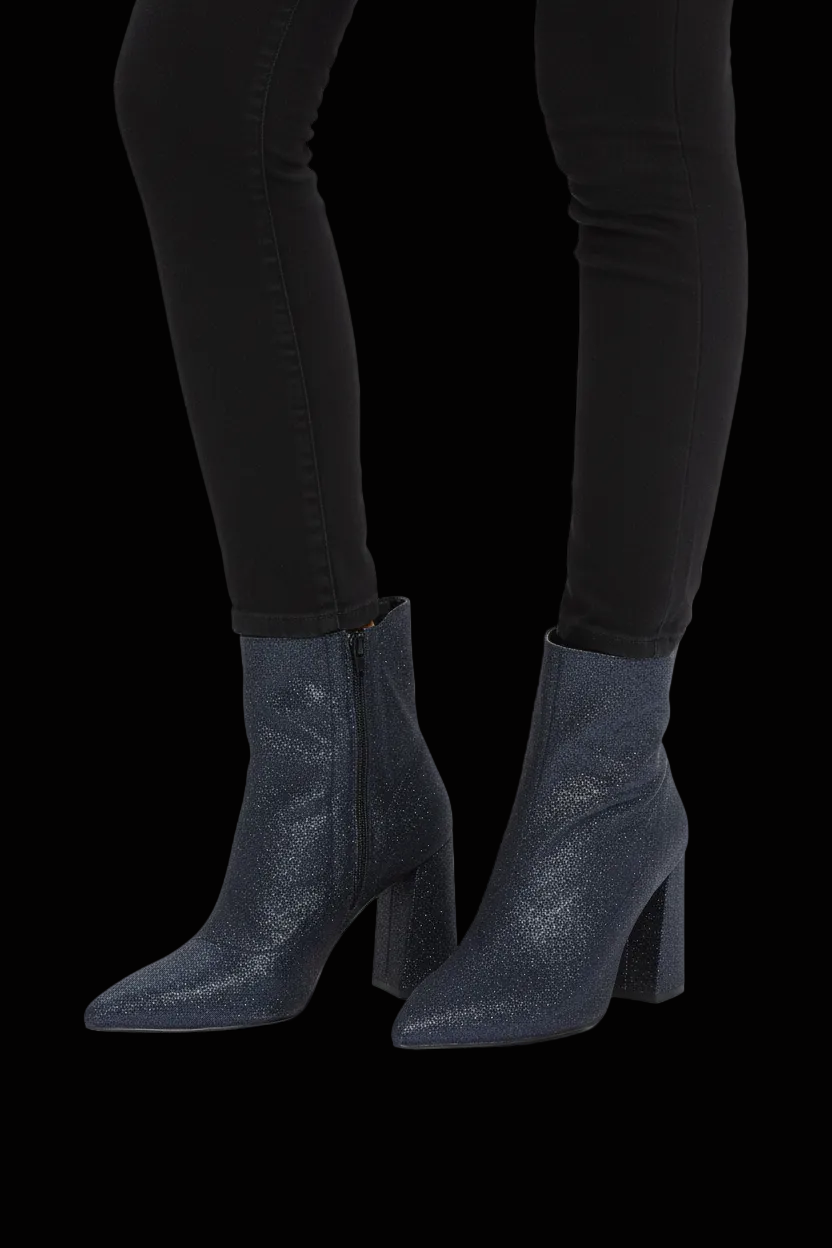 Rebecca Minkoff black glitter ankle boots — rent from Laura Messerschmitt, Berlin stylist