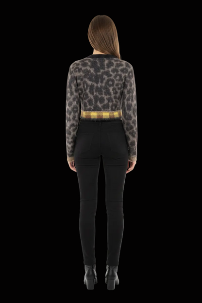 N°21 — Mohair Cropped Cardigan in Leopard & Plaid Trim (NWOT)