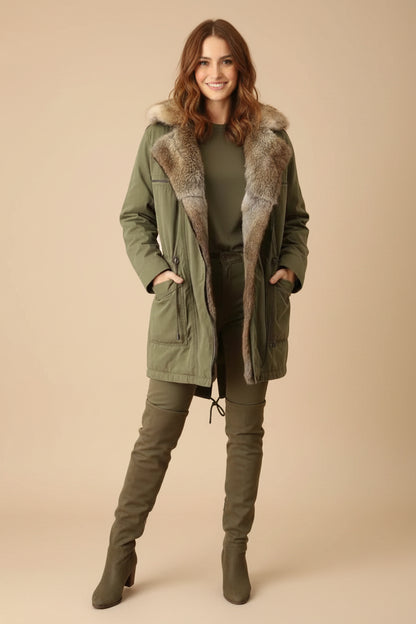 Drykorn - SEAHAM Parka in Cotton with Rabbit Fur Collar
