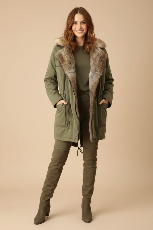 Drykorn - SEAHAM Parka in Cotton with Rabbit Fur Collar