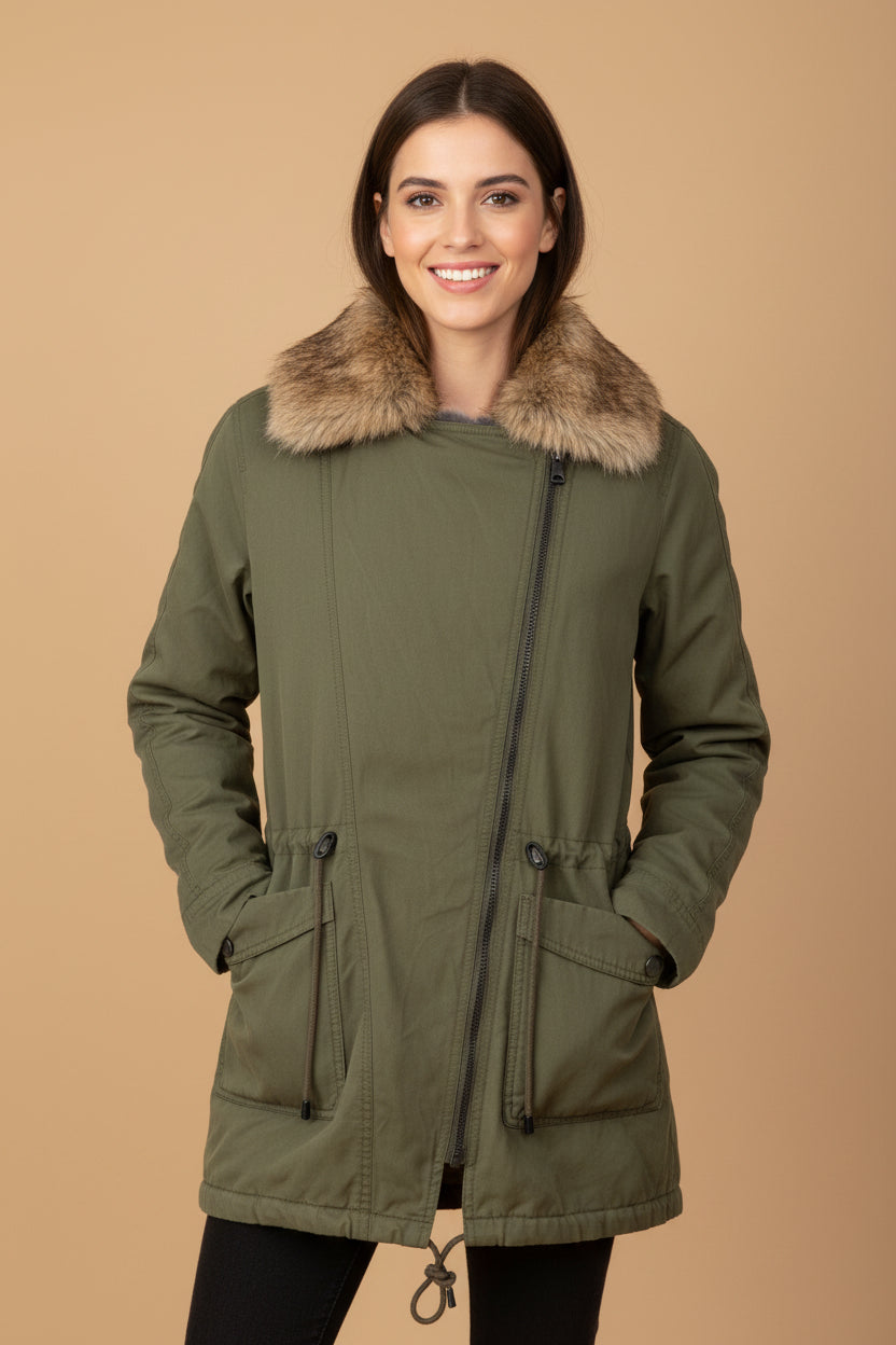 Drykorn - SEAHAM Parka in Cotton with Rabbit Fur Collar