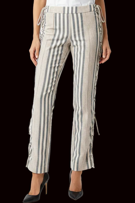 Marni striped flared trousers in blue & ivory — rent from Laura Messerschmitt, Berlin stylist