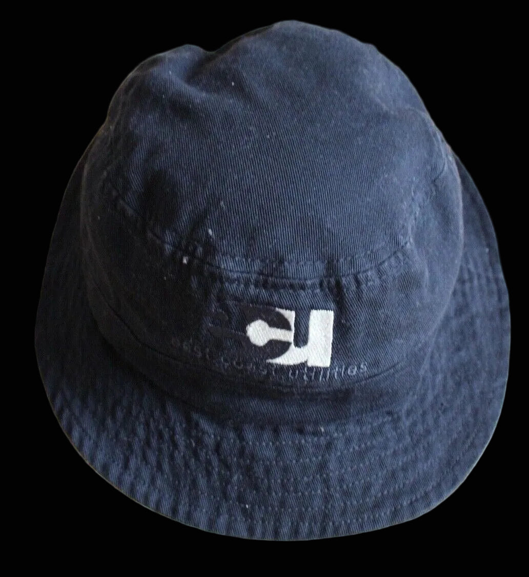 East Coast Utilities vintage 90s navy cotton bucket hat logo detail