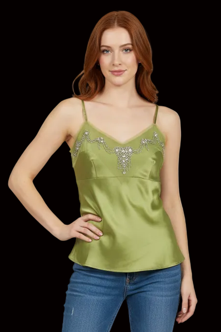 Vero Moda vintage 90s green satin camisole (nwt) — rent from Laura Messerschmitt, Berlin stylist