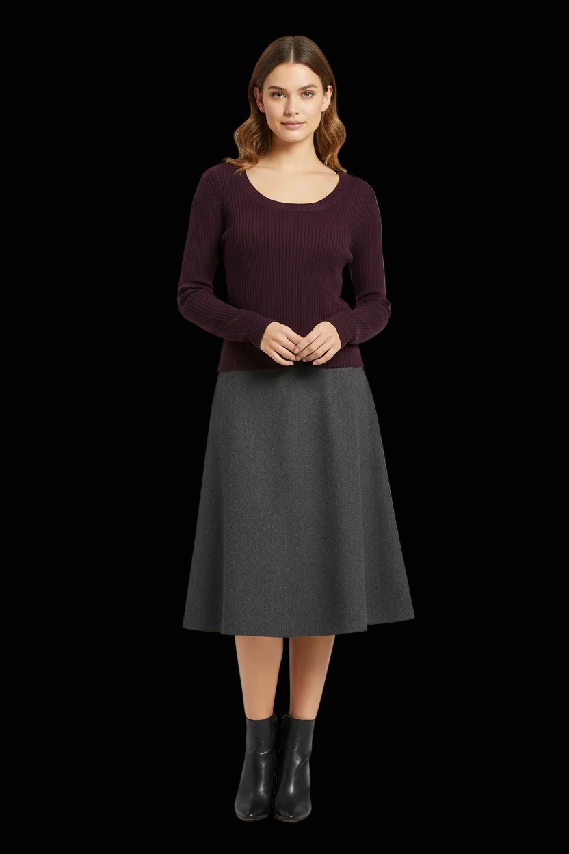 Dorothee Schumacher merino scoop neck pullover in aubergine — view 1