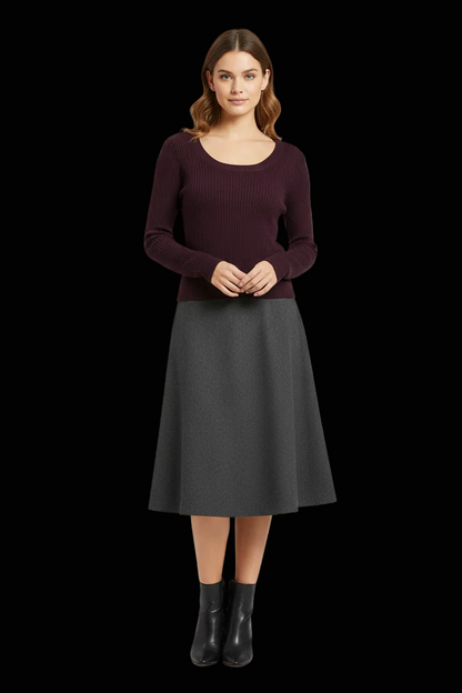 Dorothee Schumacher merino scoop neck pullover in aubergine — view 1