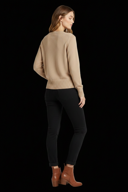 Soft Goat — Pure Cashmere V-Neck Jumper in Camel