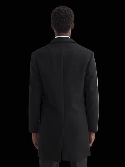 Reiss Gable Epsom black wool-blend coat on male model back view