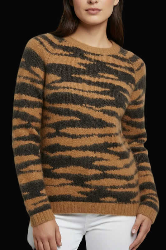 Mulberry brown & black wool-cashmere sweater — rent from Laura Messerschmitt, Berlin stylist