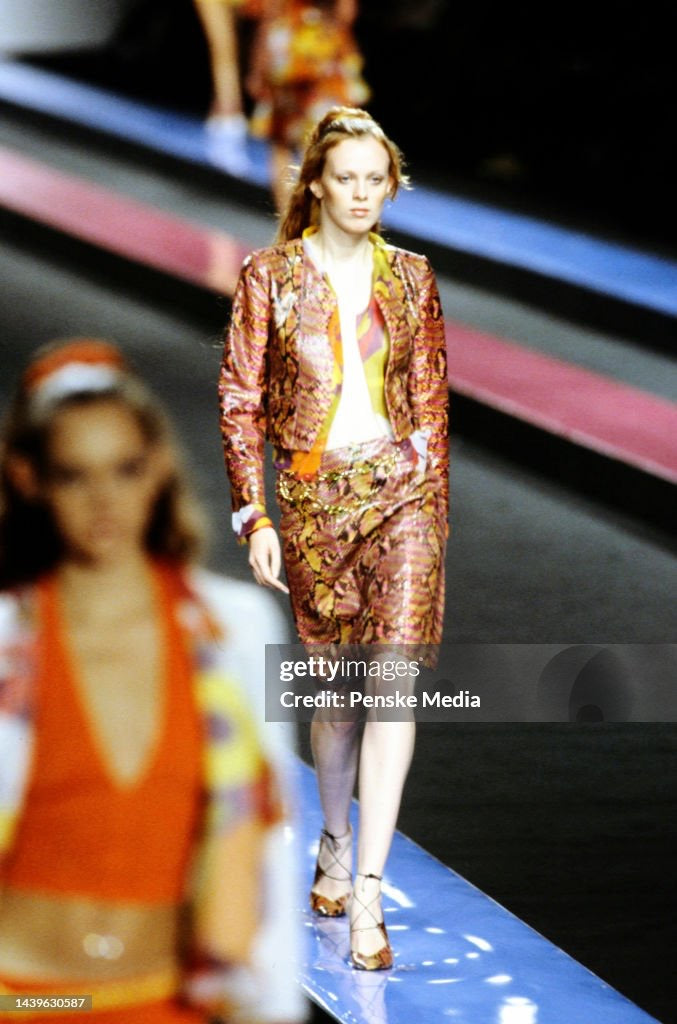 Chanel Spring/Summer 2000 Multicolour Python Lace-Up Pumps  Pink Orange Size 36.5