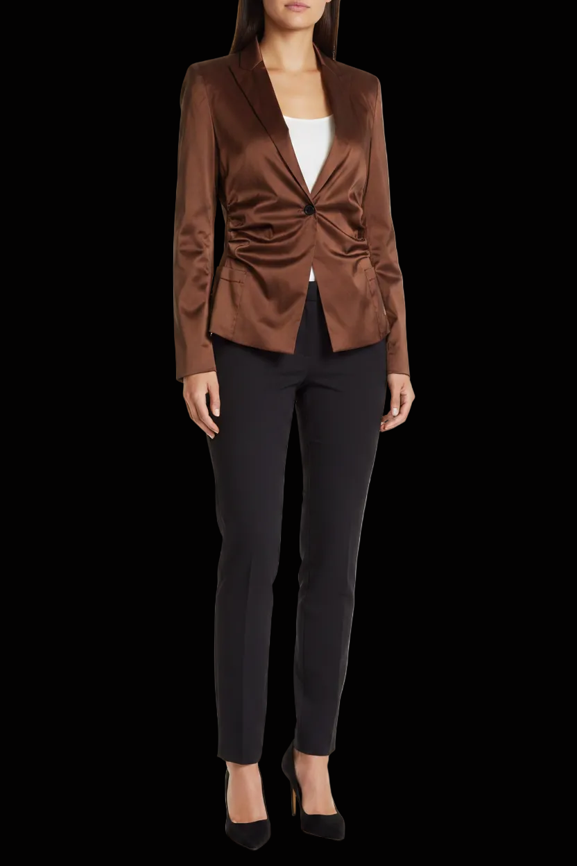 René Lezard — Vegan Satin Blazer in Copper Brown (New)