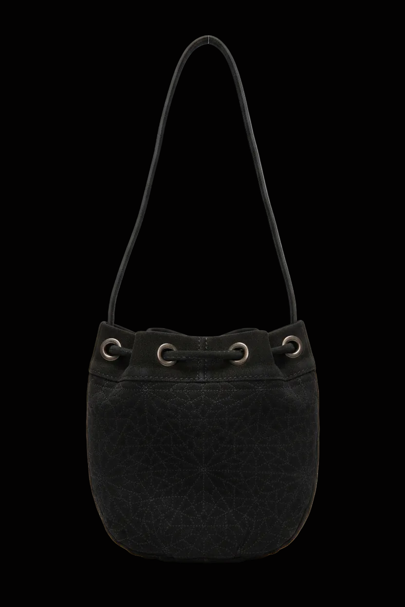 Tosca Blu small suede bucket bag in khaki — rent from Laura Messerschmitt, Berlin stylist