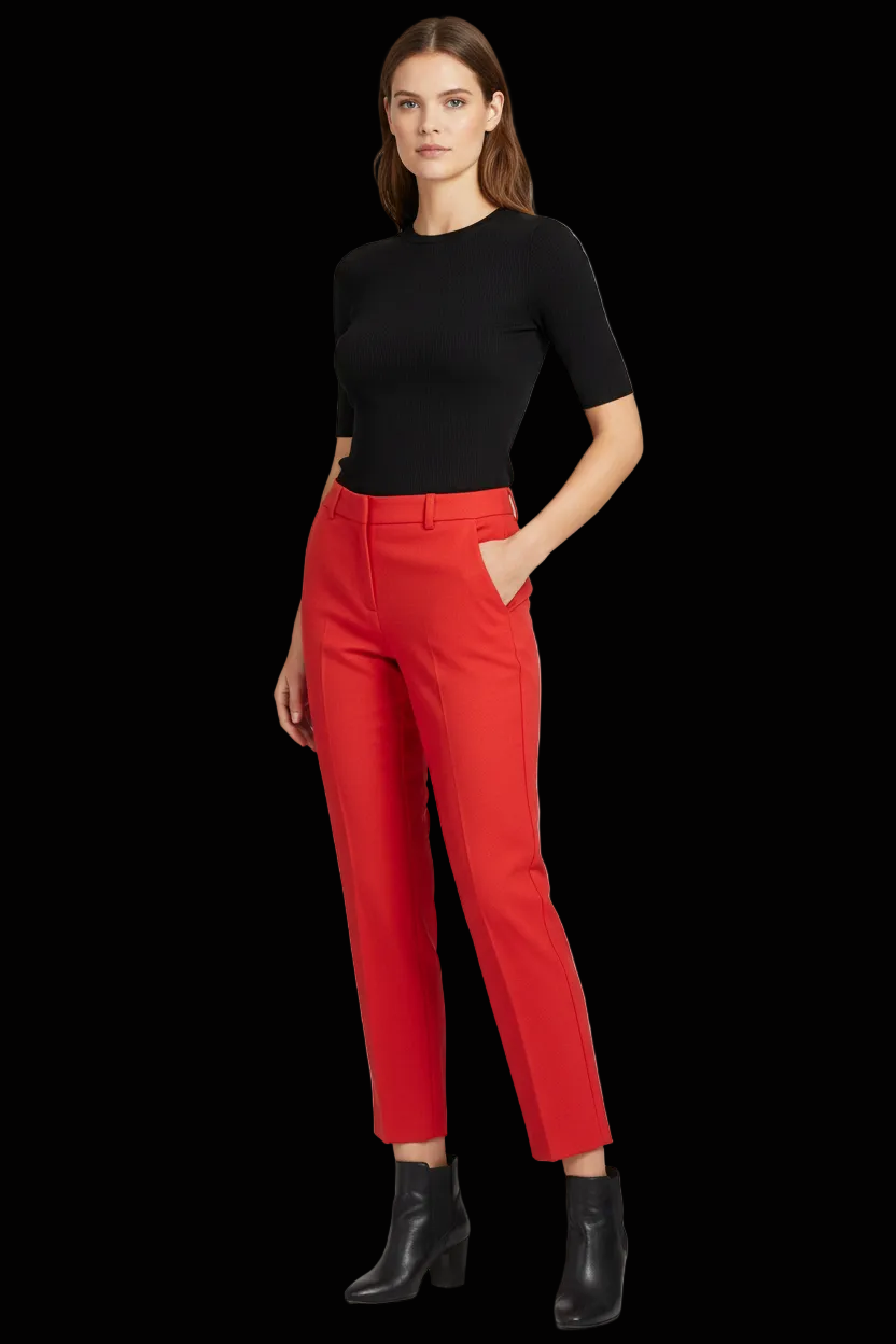 Michael Kors red wool cigarette trousers on model front view