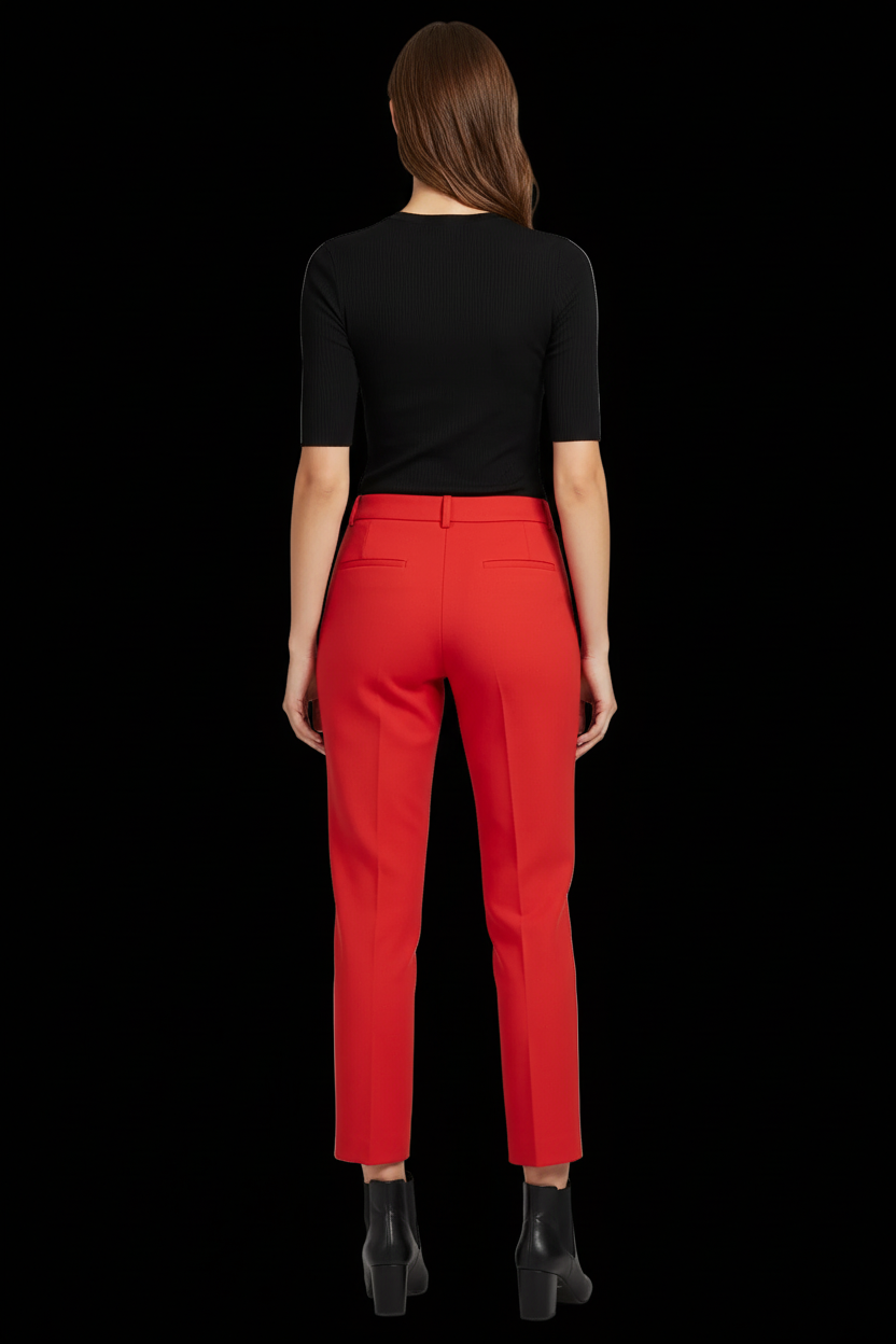 Michael Kors — Red Wool Cigarette Trousers