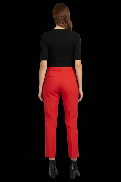 Michael Kors — Red Wool Cigarette Trousers