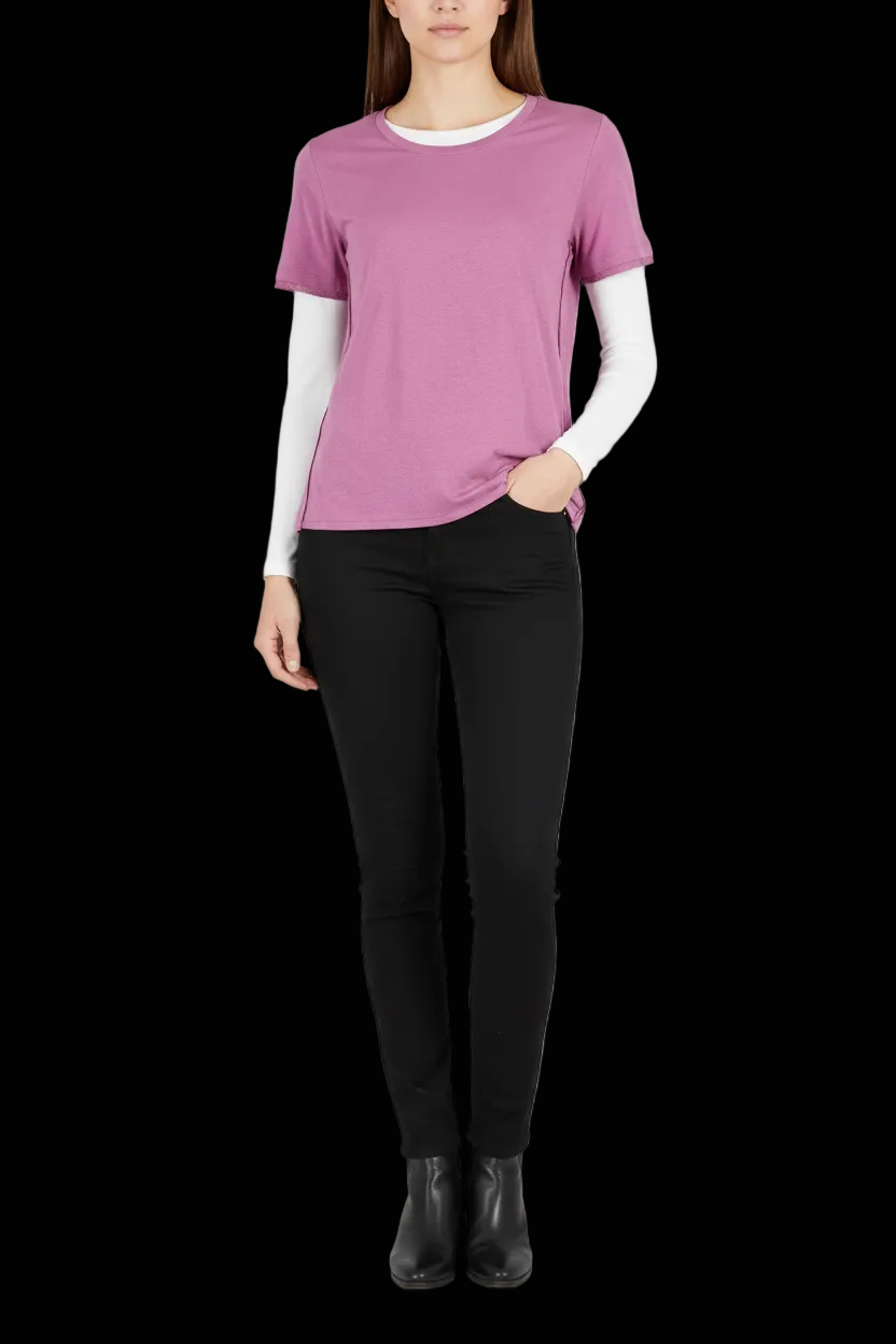 Mulberry — Silk-Linen Short-Sleeve Top in Berry