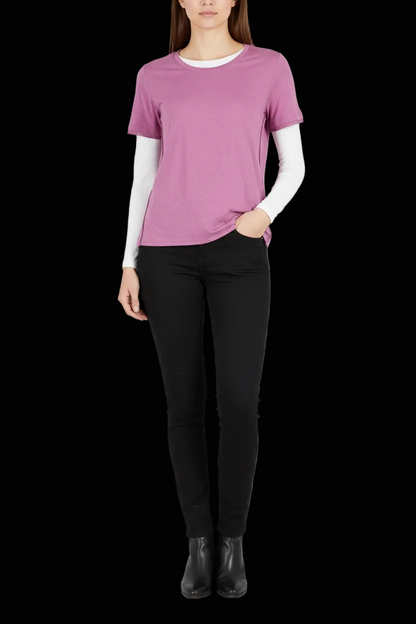 Mulberry — Silk-Linen Short-Sleeve Top in Berry