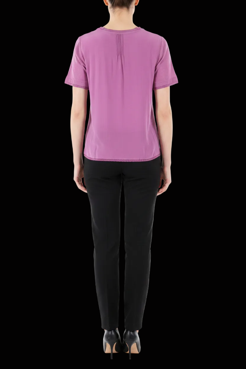 Mulberry — Silk-Linen Short-Sleeve Top in Berry