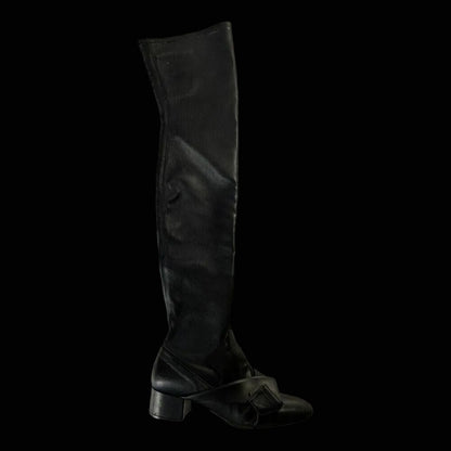 N21 over the knee stretch leather boots with knotted vamp — view 1