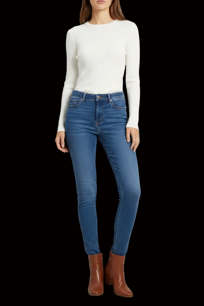 Paige — High-Rise Skinny Jeans in Mid-Indigo