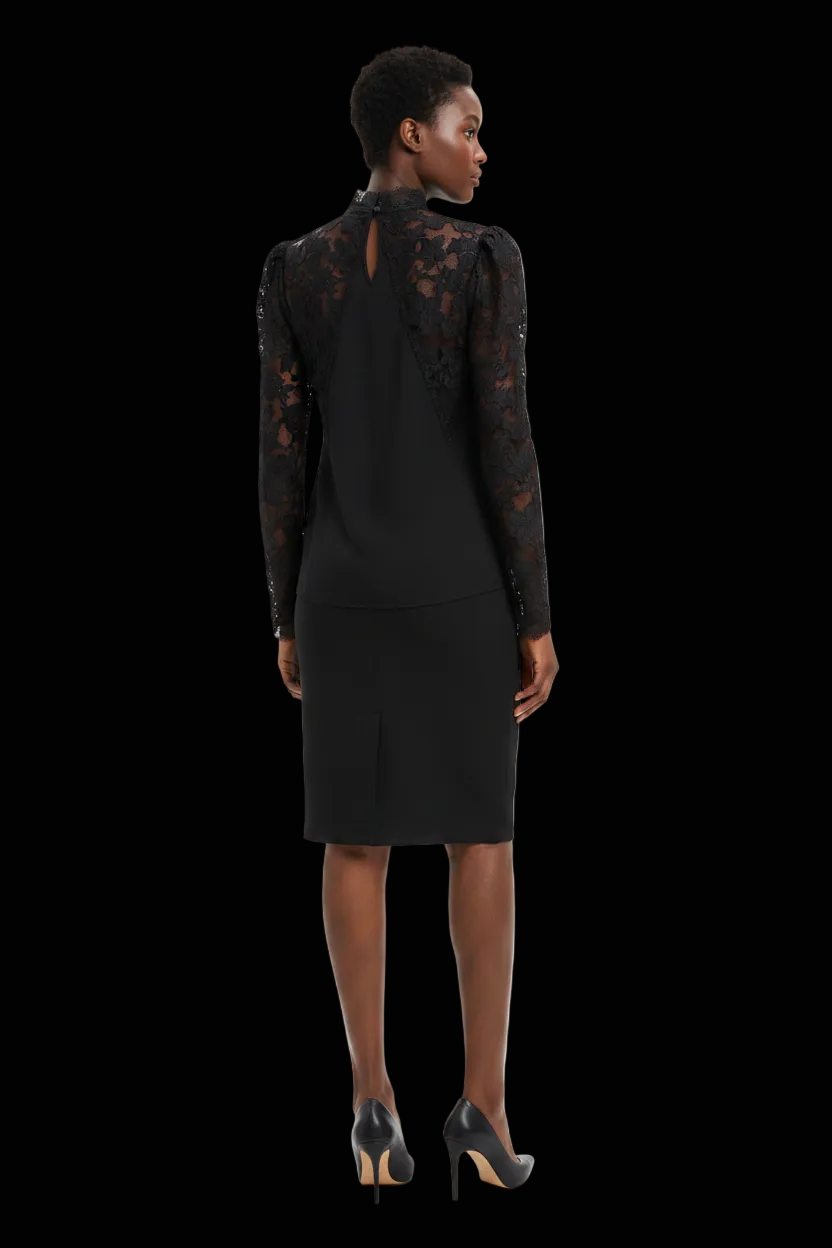 RAVN — Silk & Lace Blouse in Black