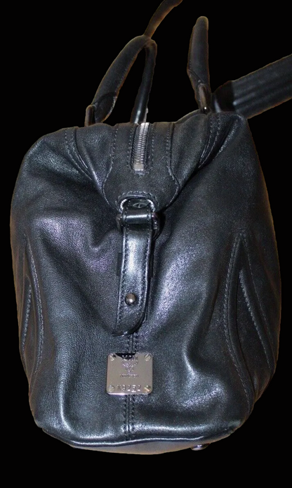 MCM black leather K952 large tote bag side view