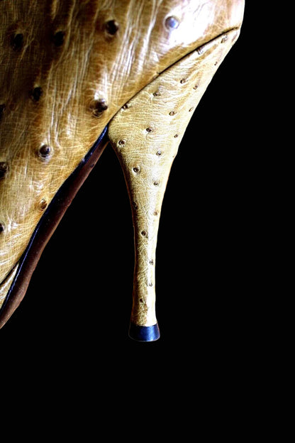 Louis Vuitton ostrich leather knee high boots in olive green — view 2