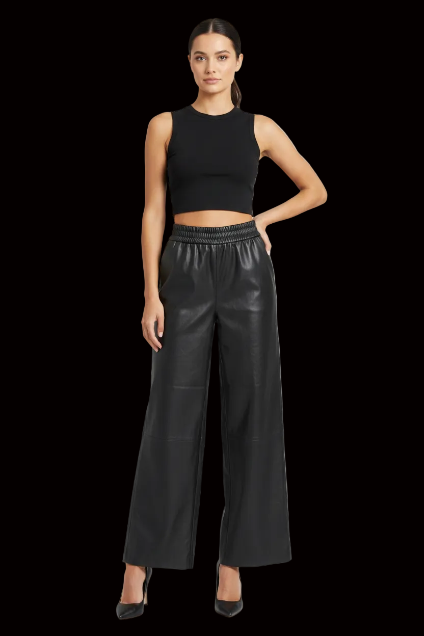 Magasin du Nord — Wide-Leg Leather Trousers in Black