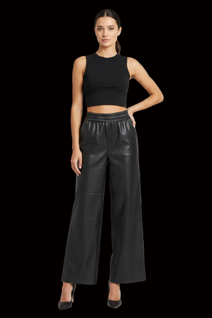 Magasin du Nord — Wide-Leg Leather Trousers in Black
