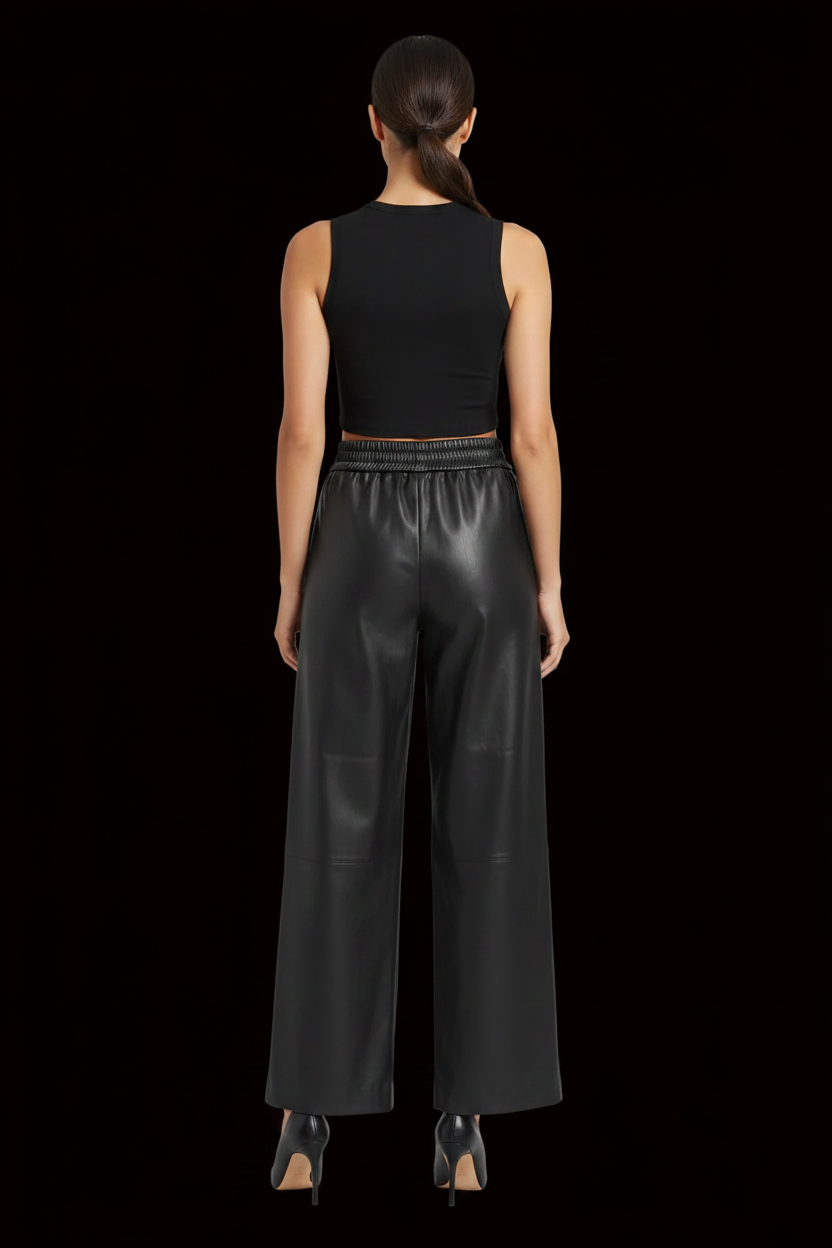 Magasin du Nord — Wide-Leg Leather Trousers in Black