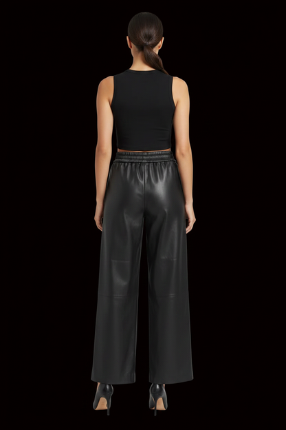 Magasin du Nord — Wide-Leg Leather Trousers in Black