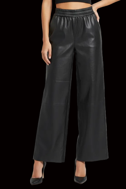 Magasin du Nord wide-leg leather trousers in black — rent from Laura Messerschmitt, Berlin stylist