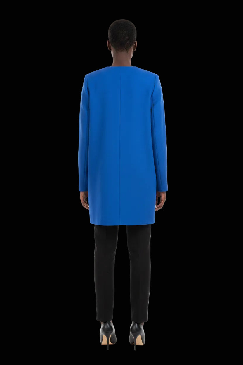 Longchamp blue coat front detail