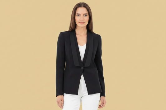 Just Cavalli vegan tailored blazer in black — rent from Laura Messerschmitt, Berlin stylist
