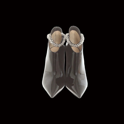 Jimmy Choo — Black Patent Leather Ankle Boots with Crystal Detail — back view | Rent designer fashion at Laura Messerschmitt Berlin