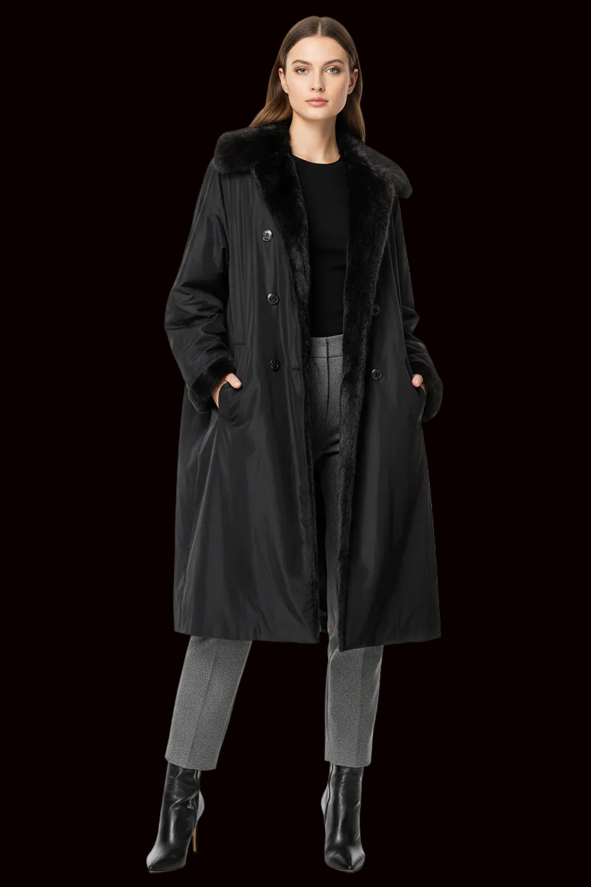 Jobis shearling-lined 2-in-1 trench coat in black — rent from Laura Messerschmitt, Berlin stylist