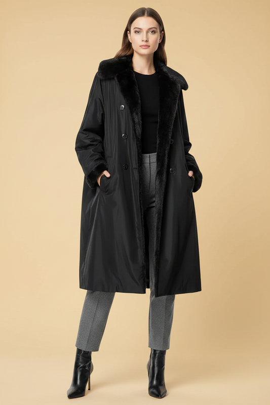 Jobis shearling-lined 2-in-1 trench coat in black — rent from Laura Messerschmitt, Berlin stylist