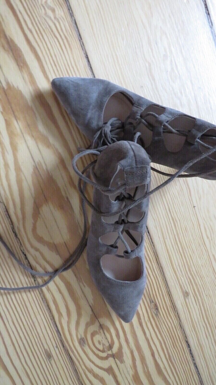 Kennel and Schmenger taupe suede lace-up pumps side view showing cage detailing