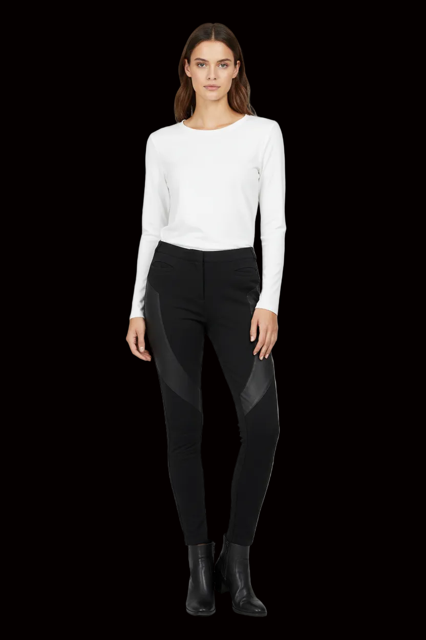 Givenchy — Two-Tone Riding Trousers with Leather & Ponte Panels in Black