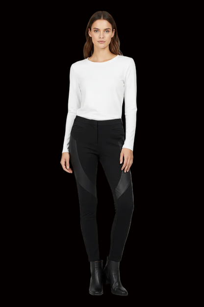Givenchy — Two-Tone Riding Trousers with Leather & Ponte Panels in Black