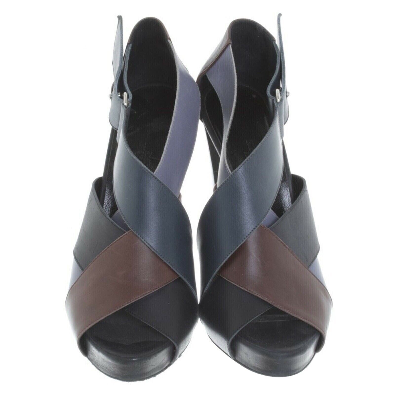 Hermès tri colour leather block heel sandals — view 3