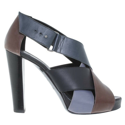 Hermès tri colour leather block heel sandals — view 1