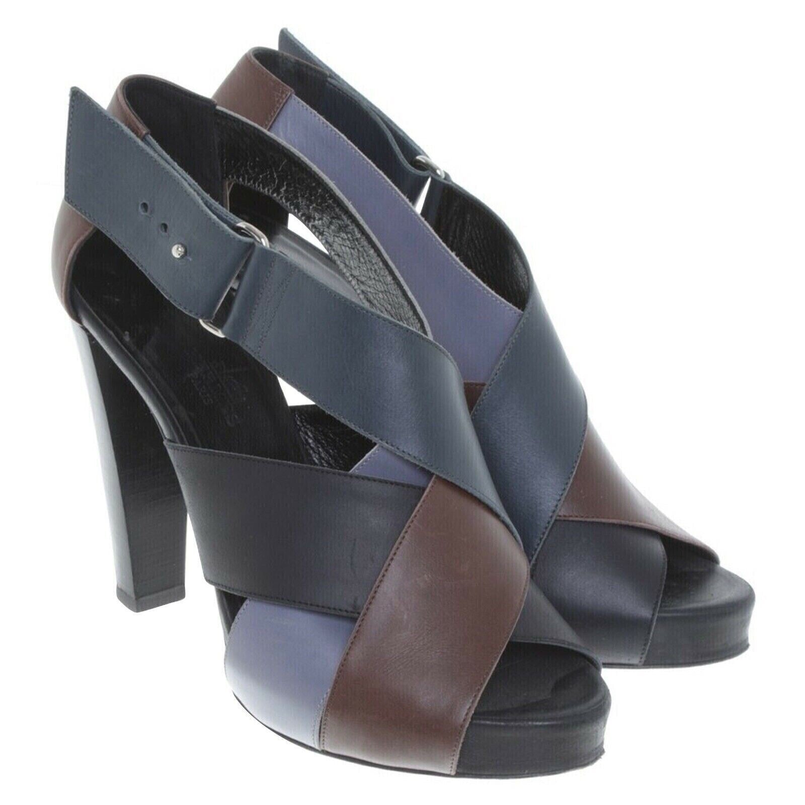 Hermès tri colour leather block heel sandals — view 2