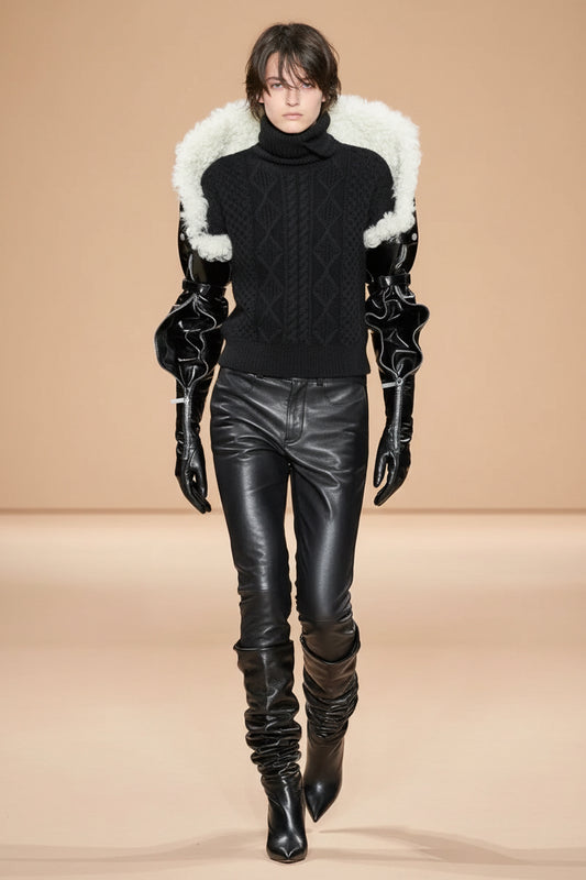 Saint Laurent Fall 2017 Ready-to-Wear Leather Trousers – Look 6  – Made in Italy– Size 38