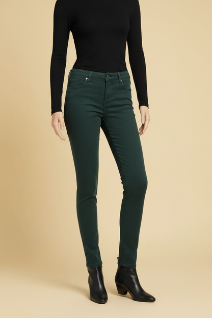 J Brand — Coated Skinny Jeans in Khaki Green