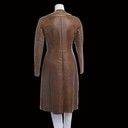 Prada Fall 2004 Runway Shearling Coat with Mink & Crystal Detail — detail view