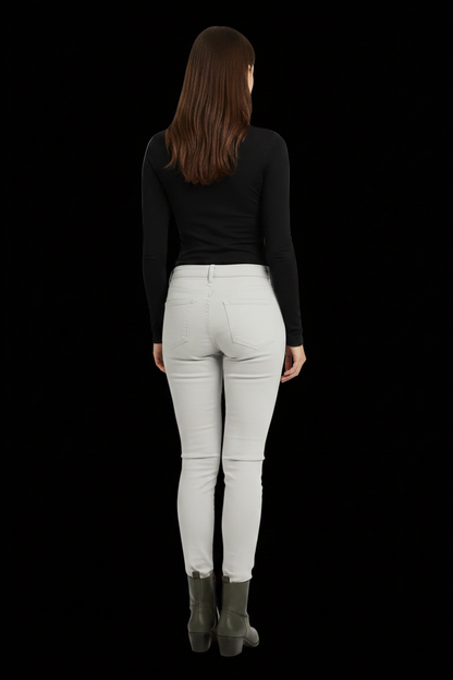 J Brand — Leather Skinny Trousers in Cream