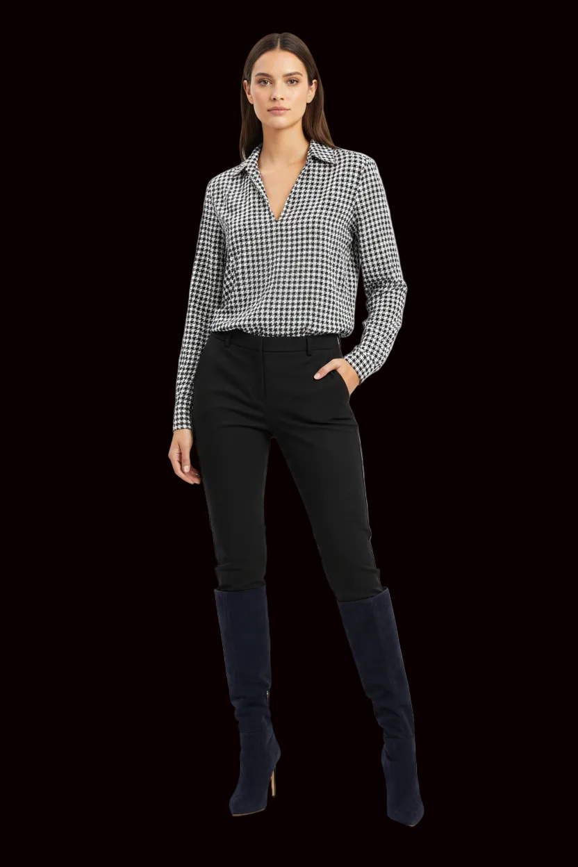 Gerard Darel - Vintage Silk Gingham Blouse in Black and White