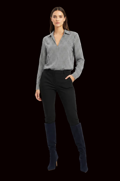 Gerard Darel - Vintage Silk Gingham Blouse in Black and White